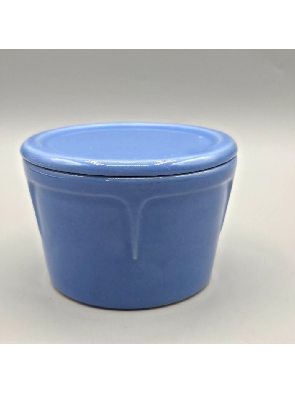 Blue Ceramic Lidded Crock Container Jam Jelly Storage Or Serving Dish